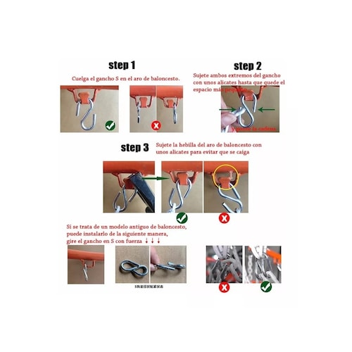 Red De Acero Cadena Para Canasta Baloncesto Basketball Malla