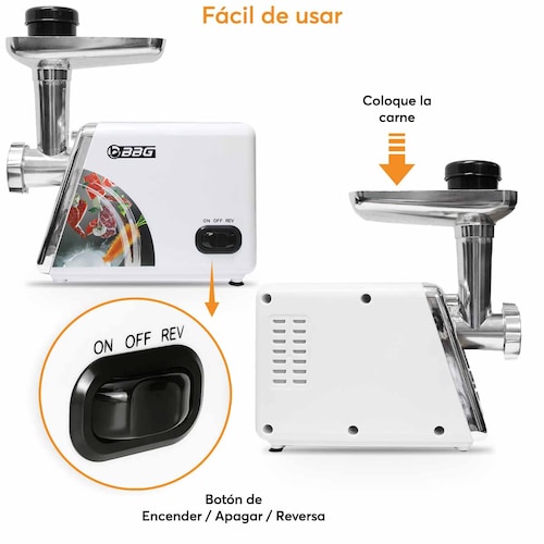 Molino de Carne Eléctrico Archy  de Acero Inoxidable Picador Embutidor Salchicha tipo Industrial para Uso Doméstico Cocina Restaurante 2500W Incluye Accesorios