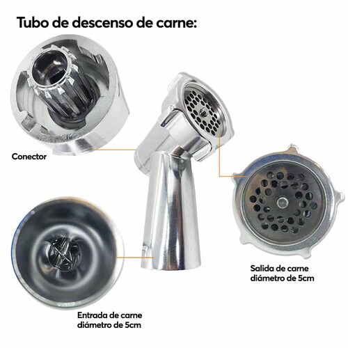 Molino de Carne Eléctrico Archy  de Acero Inoxidable Picador Embutidor Salchicha tipo Industrial para Uso Doméstico Cocina Restaurante 2500W Incluye Accesorios