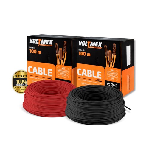Paquete 2 Rollos Cable Eléctrico Voltmex Calibre 10 Negro y Rojo 100 metros