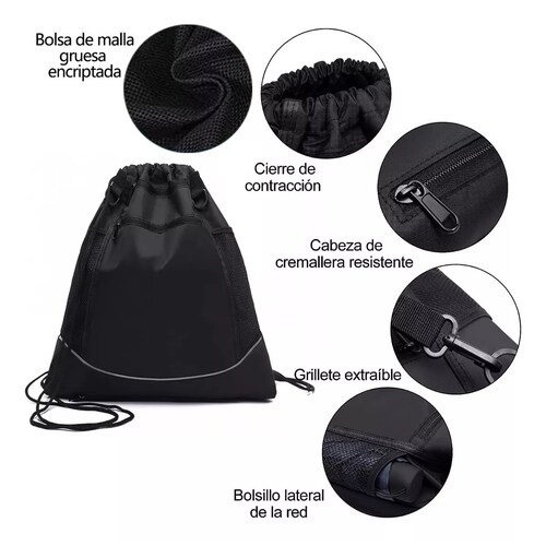 Mochila Bolsa Transportadora Para Balon Futbol Basquet Negro