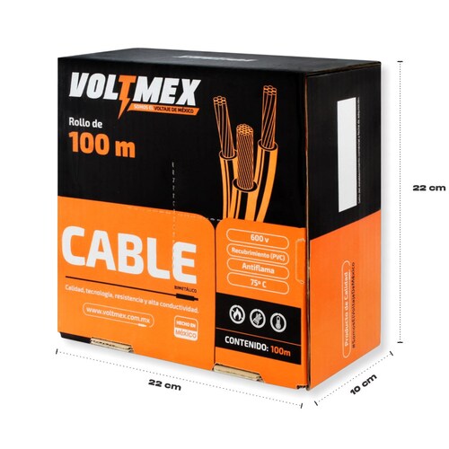 Paquete 3 Rollos Cable Eléctrico Voltmex Calibre 12 Negro, Blanco y Rojo 100 metros