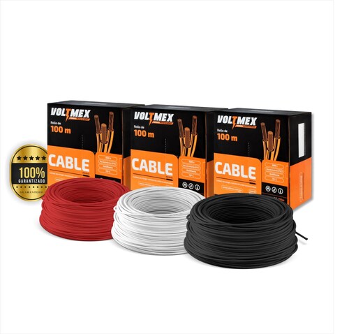 Paquete 3 Rollos Cable Eléctrico Voltmex Calibre 12 Negro, Blanco y Rojo 100 metros