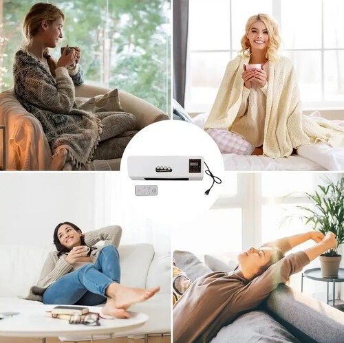 Ventilador con Calefactor de Pared Con Control Remoto y temporizador de 1800 Watts-EL-41458