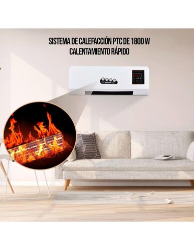 Ventilador con Calefactor de Pared Con Control Remoto y temporizador de 1800 Watts-EL-41458