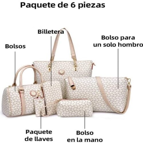 Bolsa Conjunto de 6 pzas Tote de hombro .