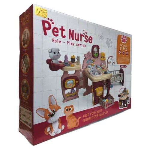 Cuidado de Mascotas - Pet Nurse Rol Play Rosa 91 Accesorios Luz y Sonidos