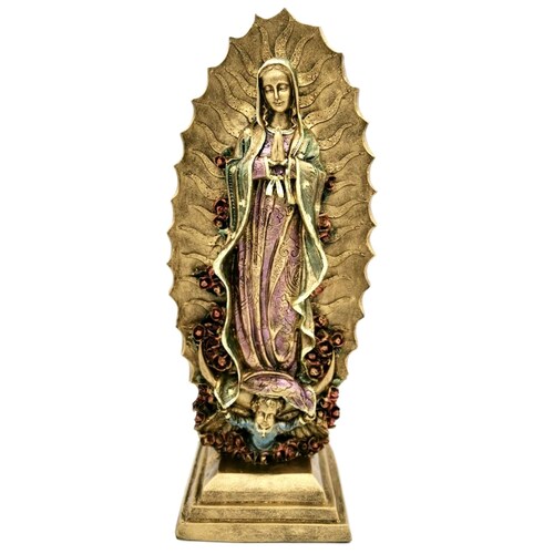 Virgen de Guadalupe Base Cuadrada Grande 40cm Dorada