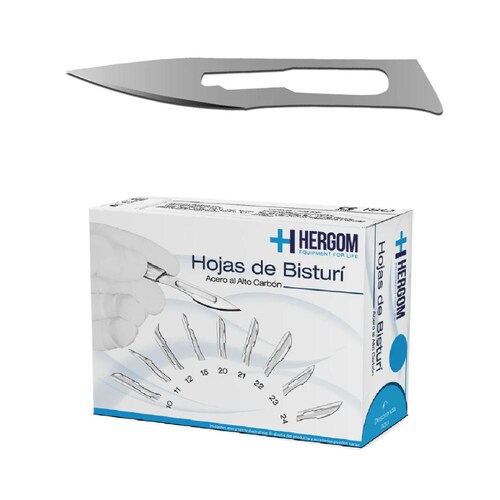 Hojas P/ Bisturí No. 11 Alto Carbón 100 Piezas Hergom