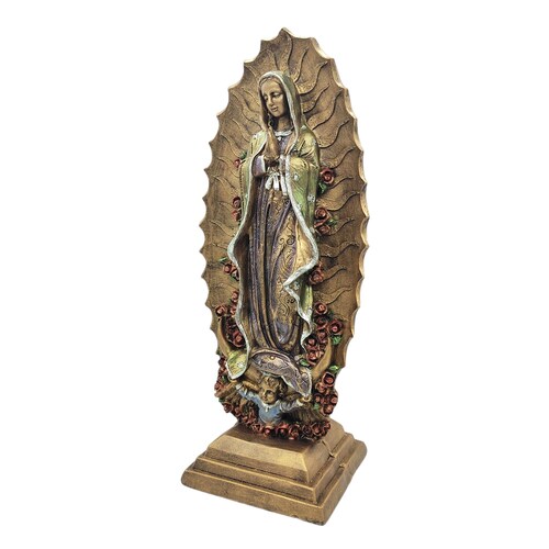 Virgen de Guadalupe Base Cuadrada Grande 40cm Dorada