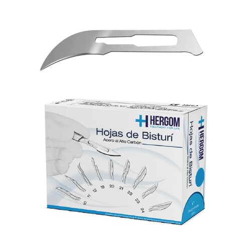 Hojas P/ Bisturí No. 12 Alto Carbón 100 Piezas Hergom
