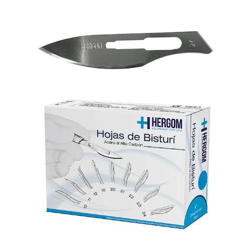 Hojas P/ Bisturí No. 24 Alto Carbón 100 Piezas Hergom