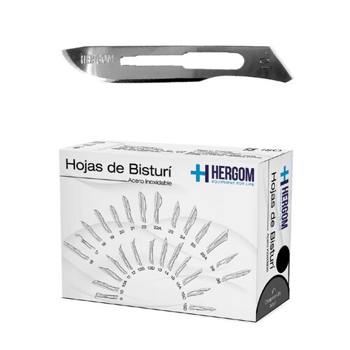 Hojas P/ Bisturí No. 10 Acero Inoxidable 100 Piezas Hergom