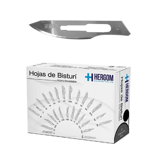 Hojas P/ Bisturí No. 23 Acero Inoxidable 100 Piezas Hergom
