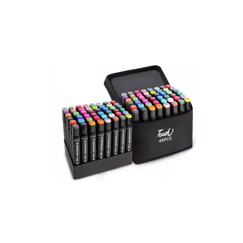 Marcadores Doble Punta Plumones Punta Pincel Iforu 48 Colores