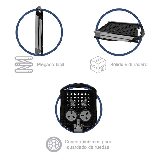 AGBOX Carrito Plegable Multiusos De 2 Niveles Gris Con Negro AG-CARMA2GN.