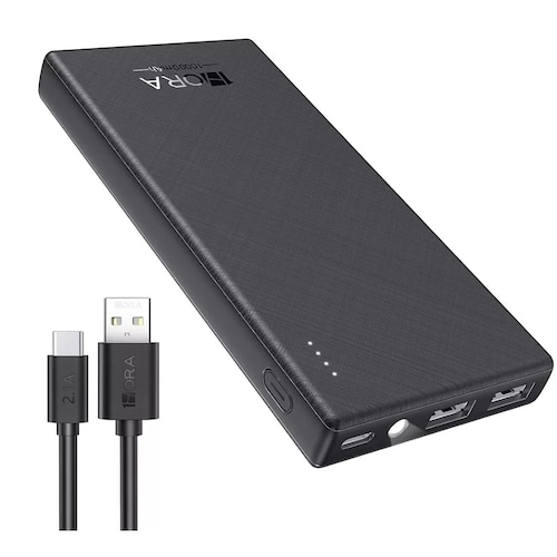 Power Bank Batería Portátil 10000mah Bateria 1hora Gar263 Power Bank Con Indicador De Luz Y Tipo C Baterias Portatiles Celulares Con 2 Usb Salidas Y 1 Entrada Tipo C Negro
