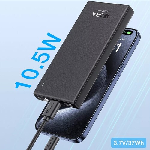 Power Bank Batería Portátil 10000mah Bateria 1hora Gar263 Power Bank Con Indicador De Luz Y Tipo C Baterias Portatiles Celulares Con 2 Usb Salidas Y 1 Entrada Tipo C Negro