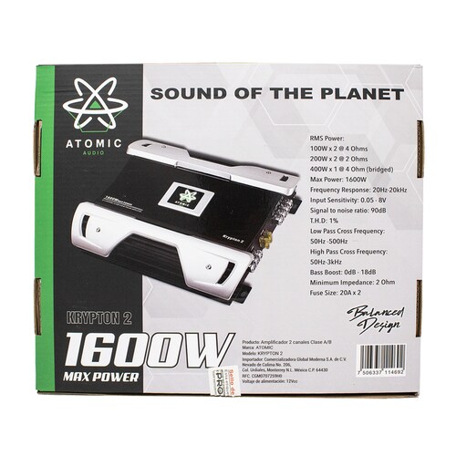 Amplificador 2ch Atomic Krypton2 1600 Watts Clase Ab 2 Ohm.
