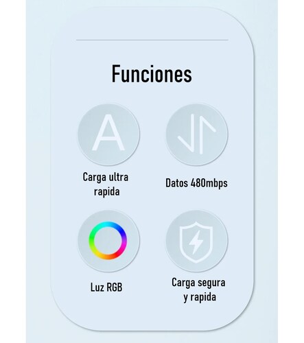 Cable USB tipo C carga rápida datos teléfono 3A 1m tela uso rudo led luz RGB ultra rápido datos