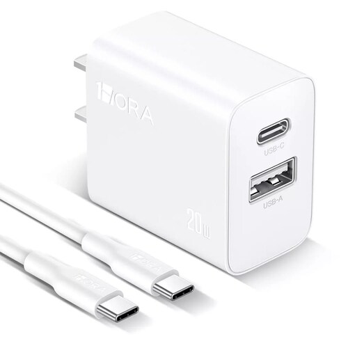 Cargador 2 En 1 Carga Rápida 20w Salida Dual + Cable Tipo C Compatible Con Samsung/motorola 1hora Gar162