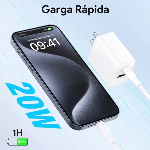 Cargador 2 En 1 Carga Rápida 20w Salida Dual + Cable Tipo C Compatible Con Samsung/motorola 1hora Gar162