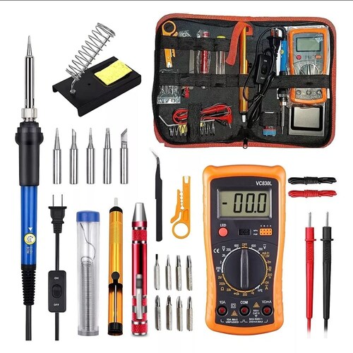 Kit De Soldador Eléctrico De Temperatura Regulable 25 En 1