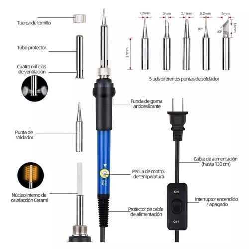 Kit De Soldador Eléctrico De Temperatura Regulable 25 En 1