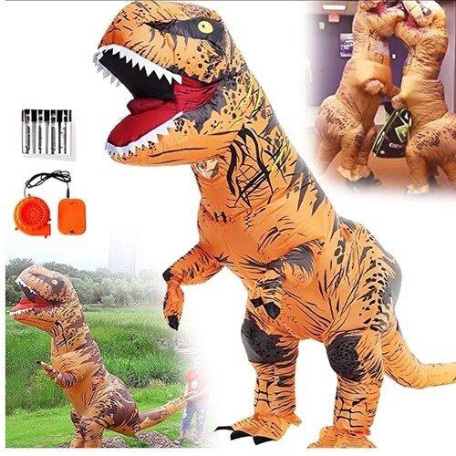 Disfraz Inflable Dinosaurio T-rex Jurassic Con Bomba De Aire Y Caja De Batería+pilas Aa*4 