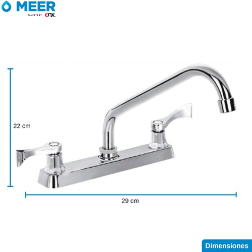 MEER Faucets by CNX | Mezcladora para Fregadero de Acero Inoxidable Latón y ABS Cromado.