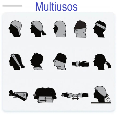 Pasamontañas tubular Buf bandana moto bici sin costuras cubre bocas deportes negro tela gym