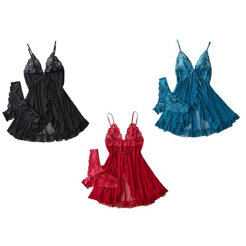 Conjunto lenceria con encaje pijama