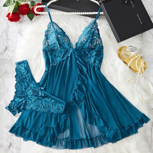 Conjunto lenceria con encaje pijama