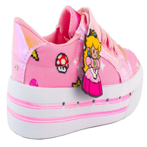 Tenis Niña Princesa Peach Luces Led Mario Bros Rosa 1026-grp