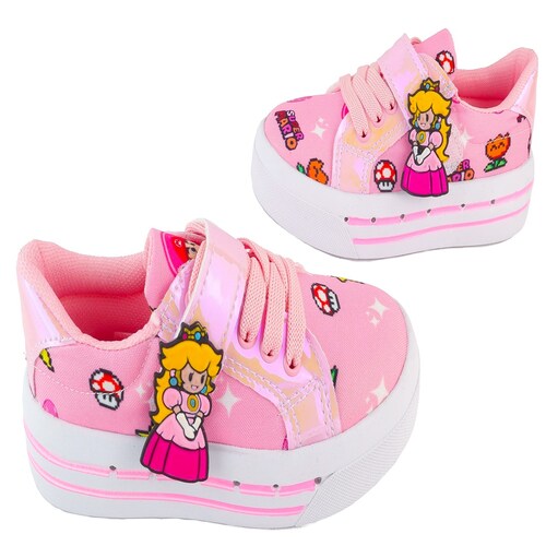 Tenis Niña Princesa Peach Luces Led Mario Bros Rosa 1026-grp