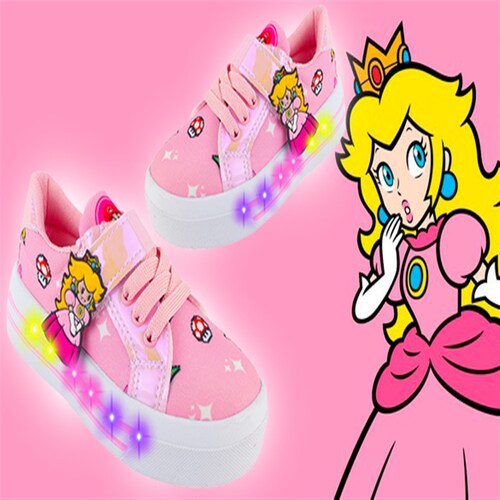 Tenis Niña Princesa Peach Luces Led Mario Bros Rosa 1026-grp