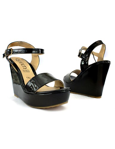 Plataforma Queen By GyF de Charol Para Mujer Cómodo Y Seguros en Negro.