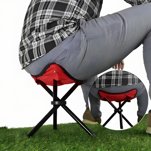 Banco Plegable Triangular Hiperware Para Camping Color Rojo