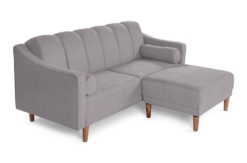 Sala Modular Sofa Cama De Lino Gris Claro Reversible Modelo Novella 