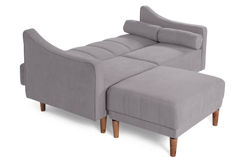 Sala Modular Sofa Cama De Lino Gris Claro Reversible Modelo Novella 