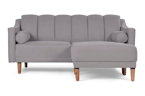 Sala Modular Sofa Cama De Lino Gris Claro Reversible Modelo Novella 