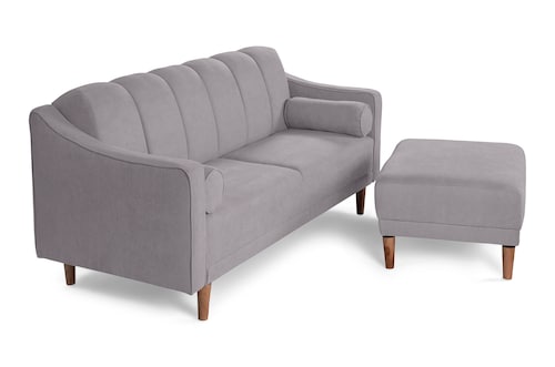 Sala Modular Sofa Cama De Lino Gris Claro Reversible Modelo Novella 