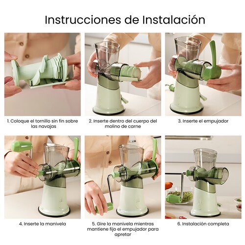 Molino de Carne y Alimentos Manual Hiperware con Recipiente Color Verde