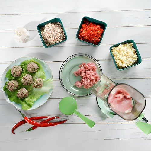 Molino de Carne y Alimentos Manual Hiperware con Recipiente Color Verde
