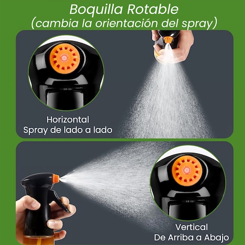 Dispensador Aceite Spray de Vidrio Hiperware de 200ml con Brocha Color Negro