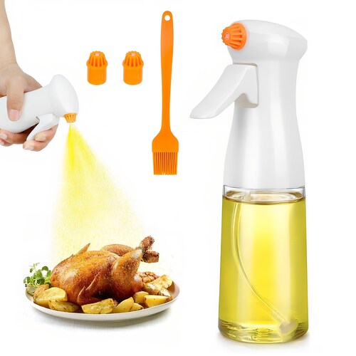 Dispensador Aceite Spray de Vidrio Hiperware de 200ml con Brocha Color Blanco