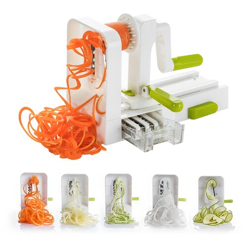 Rallador de Verduras Spiralizer Plegable Hiperware 5 Cortes en Espiral Color Blanco