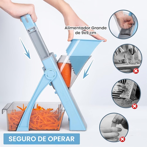 Mandolina Cortador Rallador de Verduras Hiperware Ajustable y Gran Capacidad Color Azul