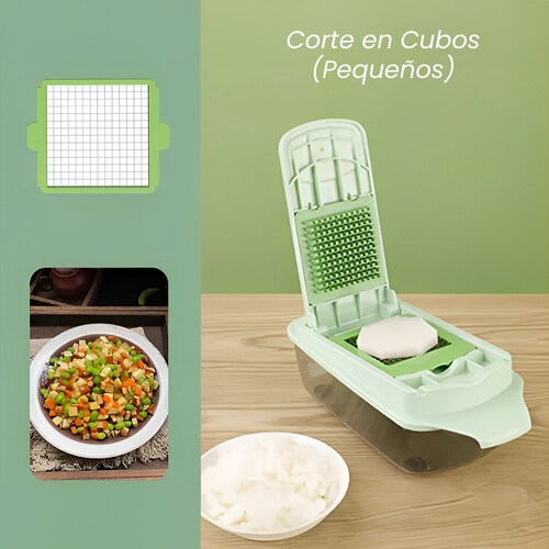 Cortador de Verduras Dicer 3 en 1 Hiperware Corta Cubos y Tiras Color Verde
