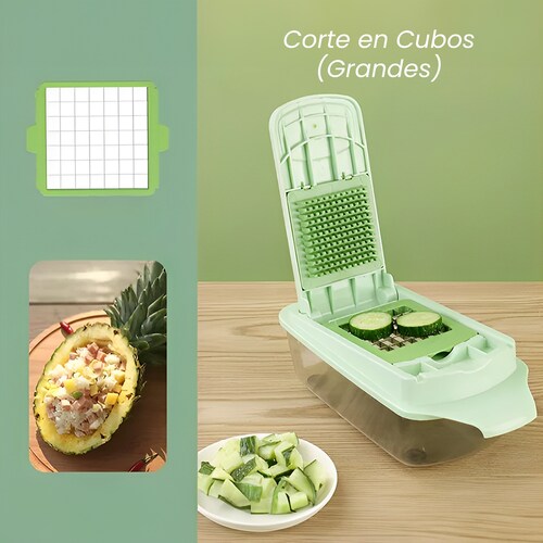 Cortador de Verduras Dicer 3 en 1 Hiperware Corta Cubos y Tiras Color Verde